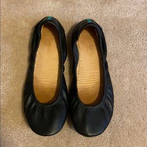 Tieks matte black leather flats